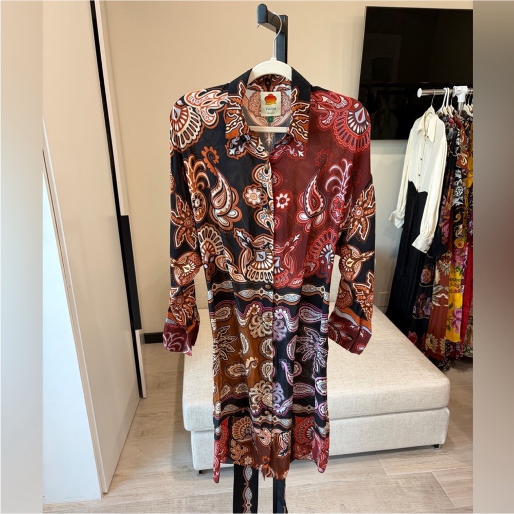 Farm Rio Printed Mini Shirt Dress - Picture 15 of 16
